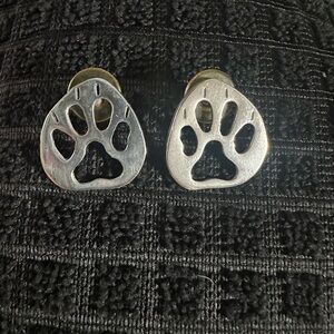 Silver Bear Paw Print Earrings